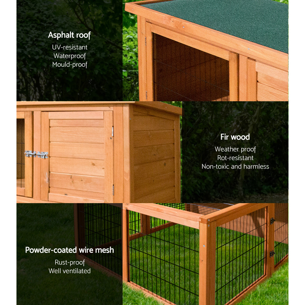 i.Pet Chicken Coop 96cm x 96cm x 100cm Rabbit Hutch Large Run Wooden Cage Outdoor House-5