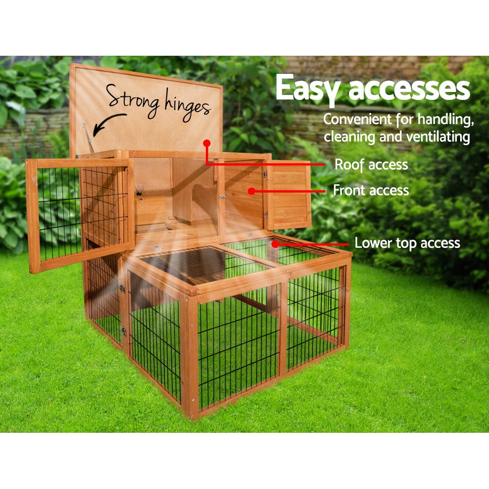 i.Pet Chicken Coop 96cm x 96cm x 100cm Rabbit Hutch Large Run Wooden Cage Outdoor House-6