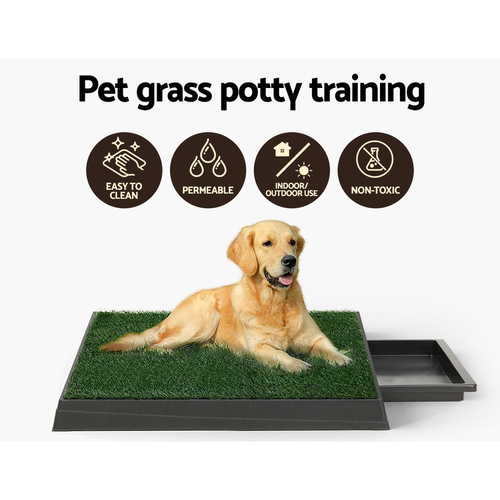 i.Pet Pet Training Pad Dog Potty Toilet Large Portable With Tray Grass 2 Mats-3