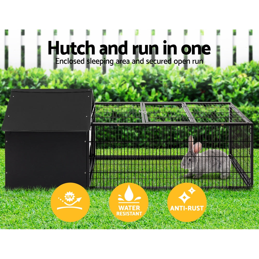 i.Pet Rabbit Cage Hutch 162x60cm Enclosure Metal-3