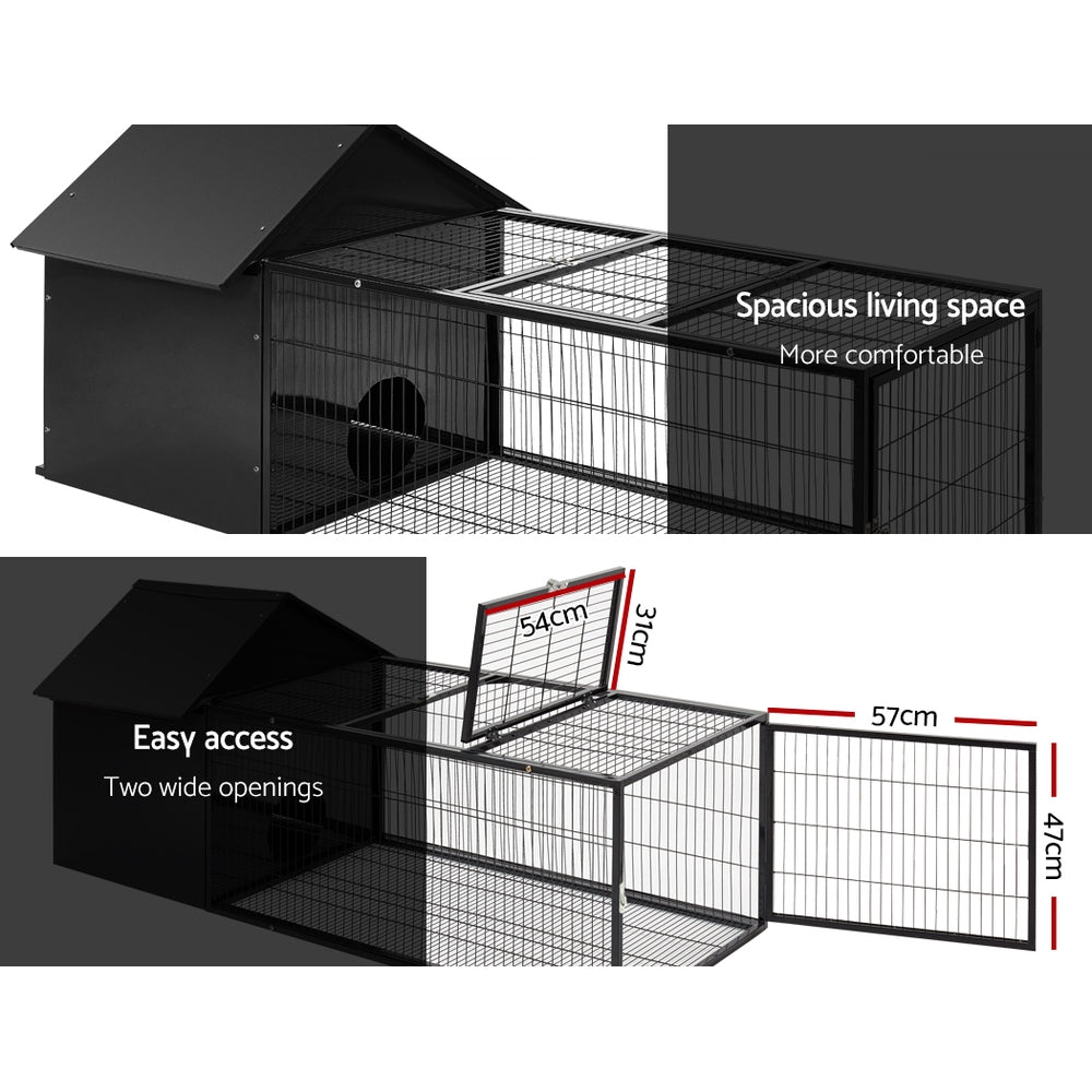 i.Pet Rabbit Cage Hutch 162x60cm Enclosure Metal-4