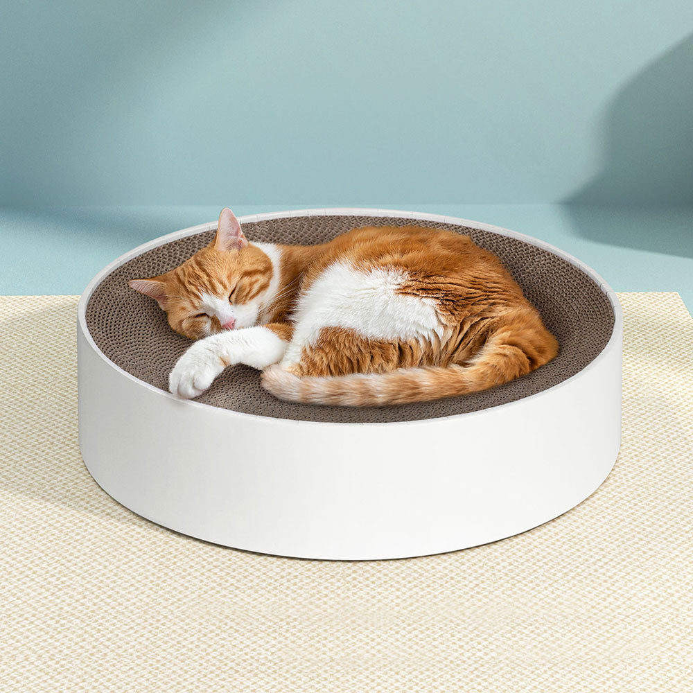 i.Pet Cat Scratching Board Scratcher Cardboard Kitten Indoor Round Bed Catnip-5