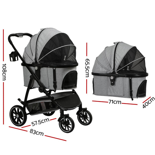 i.Pet Pet Stroller Dog Pram Large Cat Carrier Travel Pushchair 4 Wheels Foldable-1