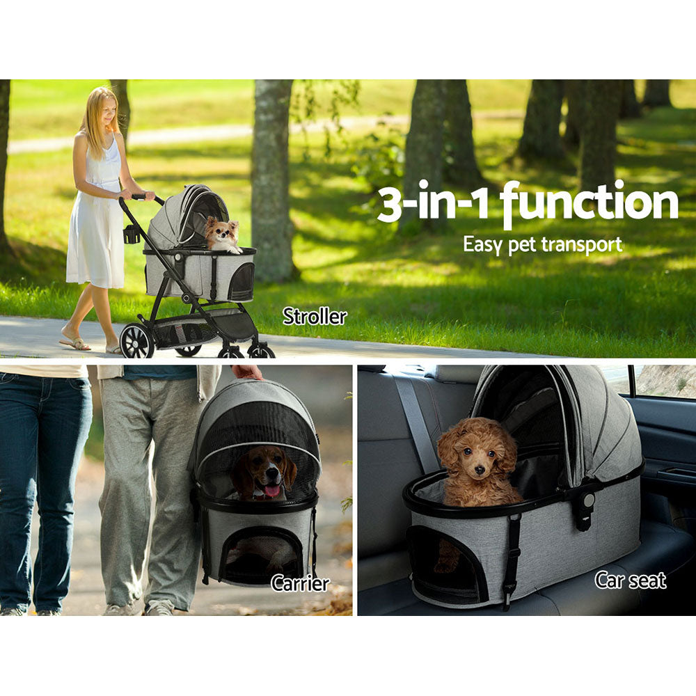 i.Pet Pet Stroller Dog Pram Large Cat Carrier Travel Pushchair 4 Wheels Foldable-4