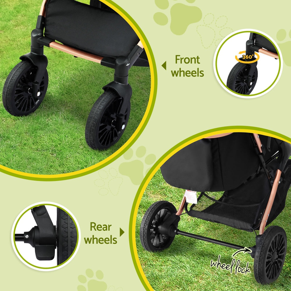 i.Pet Pet Dog Stroller Pram Large Cat Carrier Travel Pushchair Foldable 4 Wheels-4