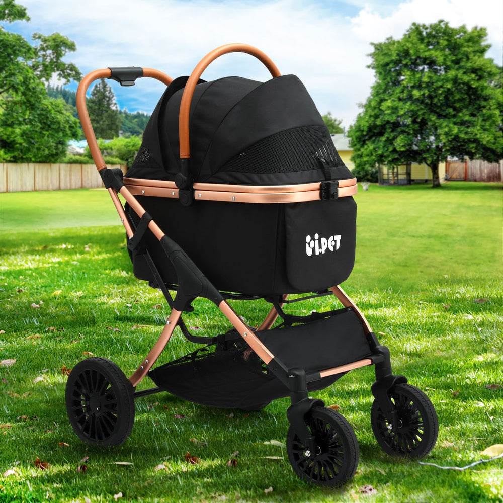 i.Pet Pet Dog Stroller Pram Large Cat Carrier Travel Pushchair Foldable 4 Wheels-6