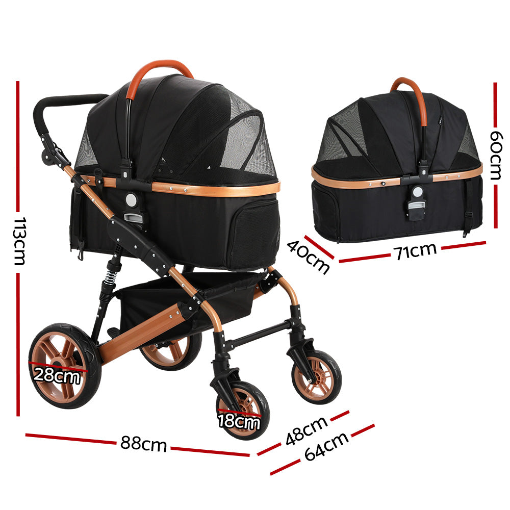 i.Pet Pet Stroller Dog Pram Large Cat Carrier Travel Foldable Pushchair 4 Wheels-1