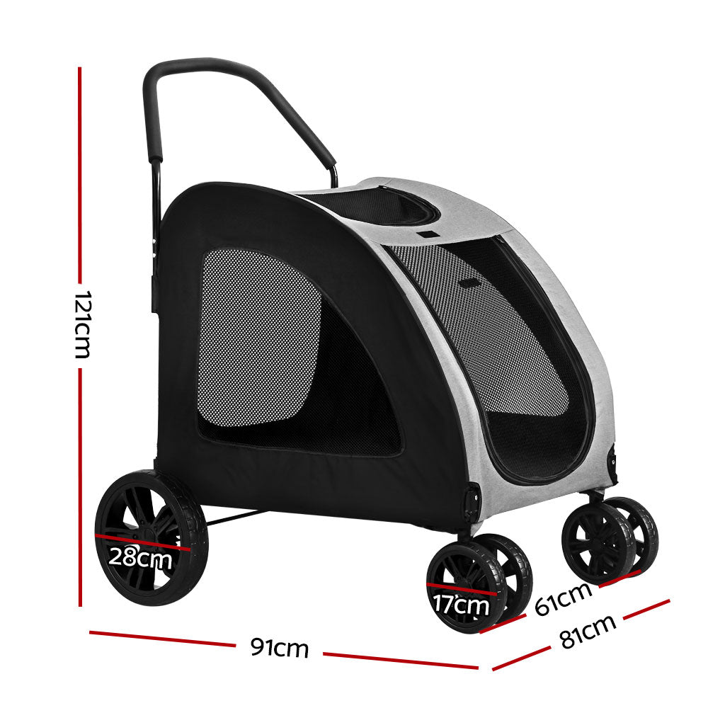 i.Pet Pet Stroller Dog Pram Large Carrier Cat Travel Foldable Strollers 4 Wheels Trolley-1