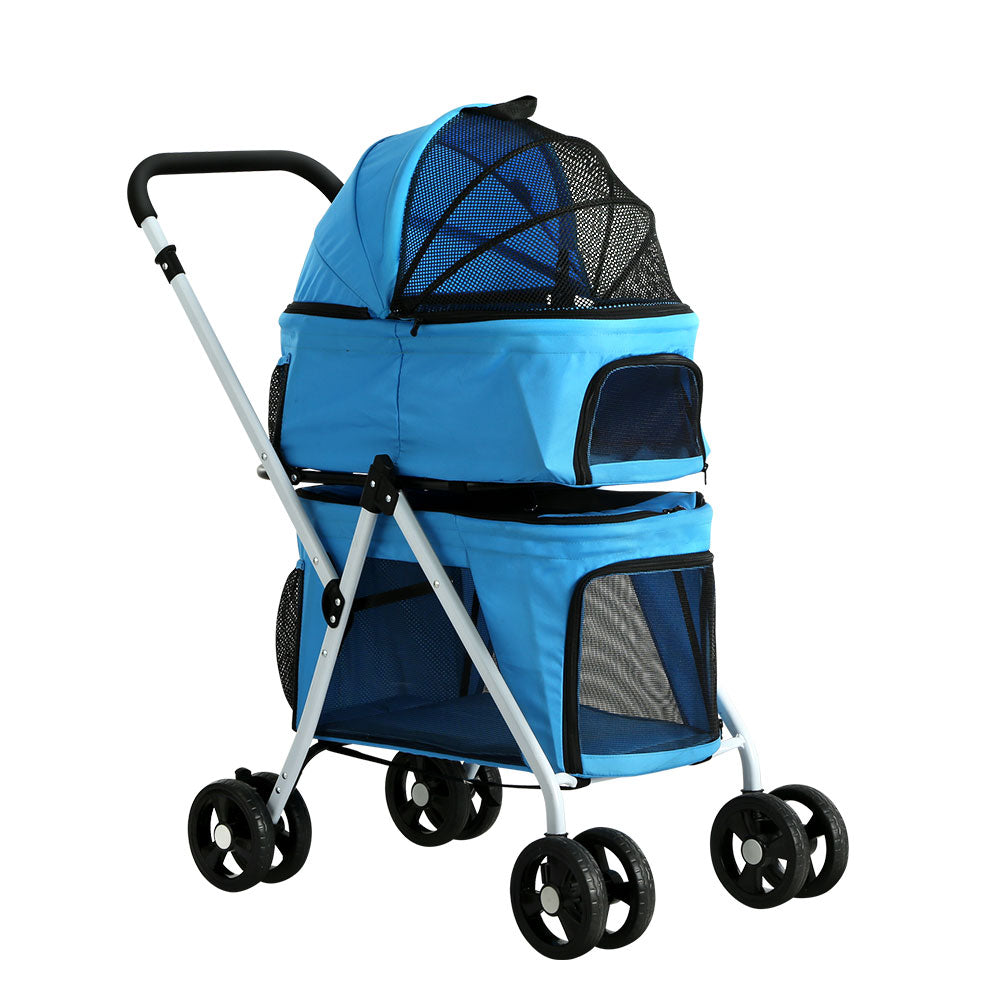 i.Pet Pet Stroller Dog Pram Large Cat Carrier Travel Foldable 4 Wheels Double-0