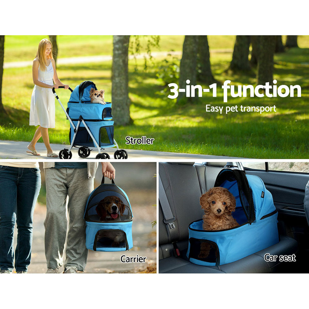 i.Pet Pet Stroller Dog Pram Large Cat Carrier Travel Foldable 4 Wheels Double-5