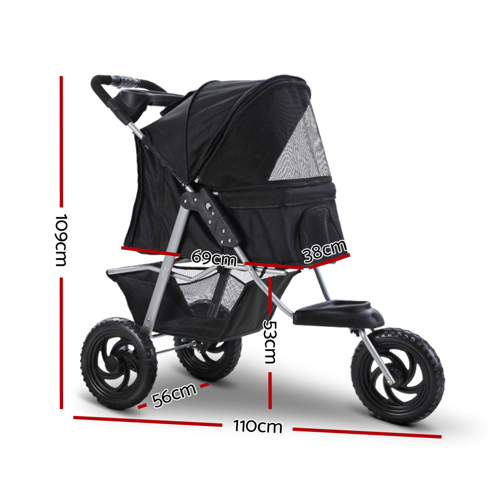 i.Pet Pet Stroller Dog Pram Large Cat Carrier Travel 3 Wheels Foldable Pushchair-1