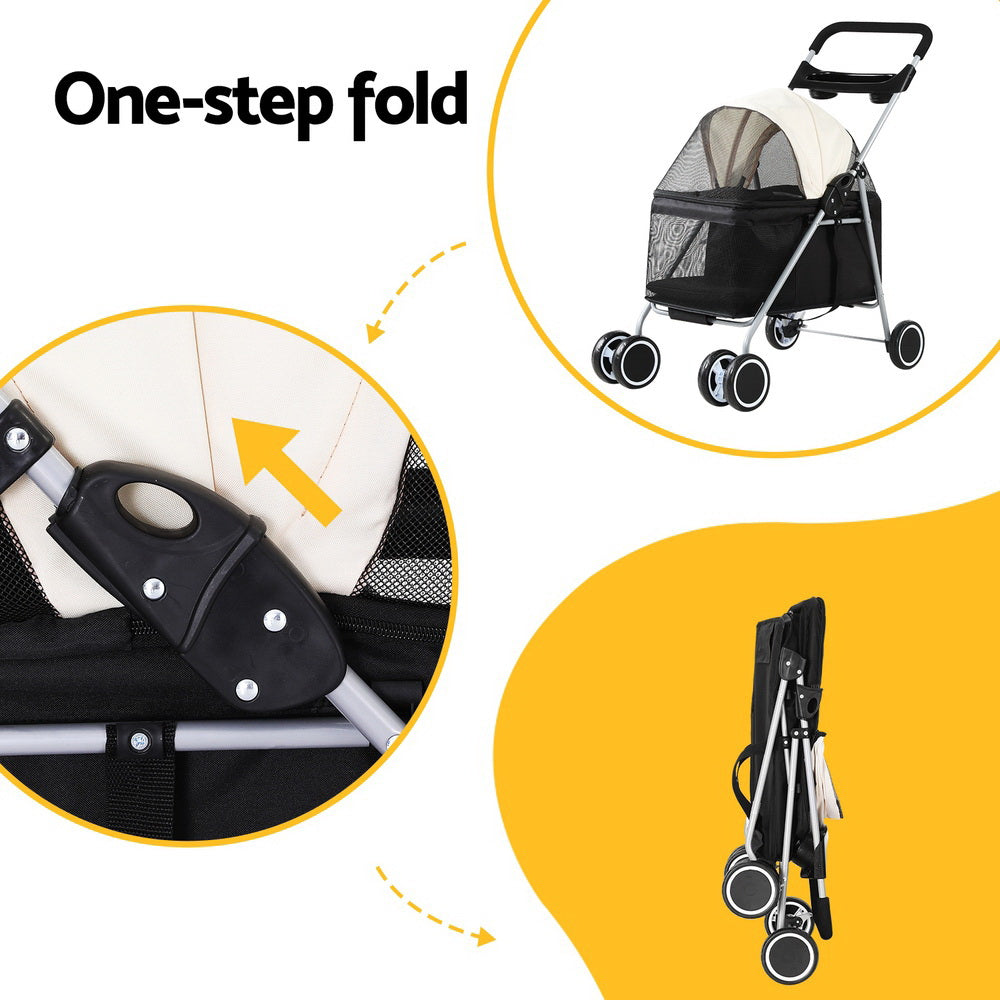 i.Pet Pet Stroller Pram Dog Cat Carrier Cage Large Travel Pushchair Foldable 4 Wheels-3