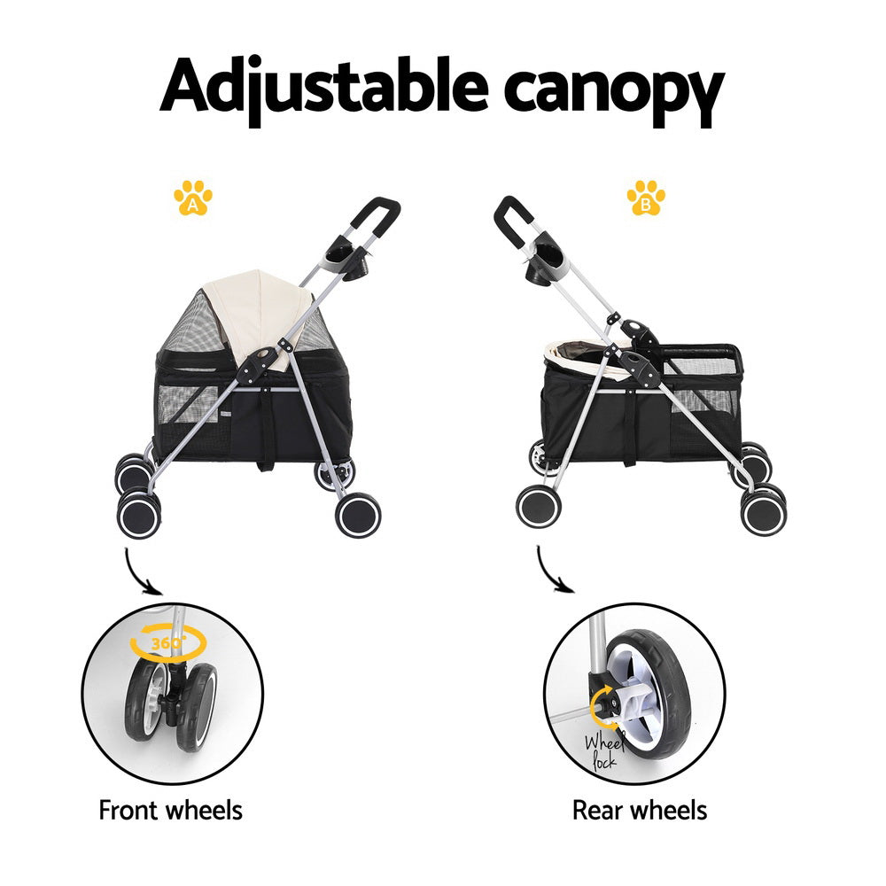 i.Pet Pet Stroller Pram Dog Cat Carrier Cage Large Travel Pushchair Foldable 4 Wheels-4