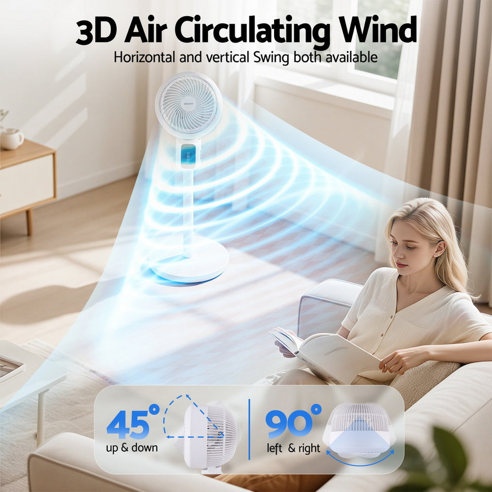 Devanti Pedestal Fan W/ Remote 3 Speed 12H Timer Height Adjustable Cooling Fan-4