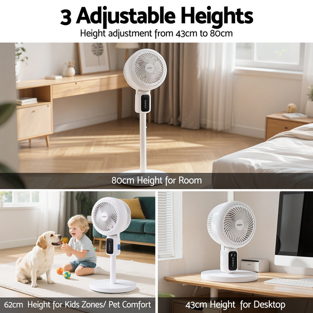 Devanti Pedestal Fan W/ Remote 3 Speed 12H Timer Height Adjustable Cooling Fan-5