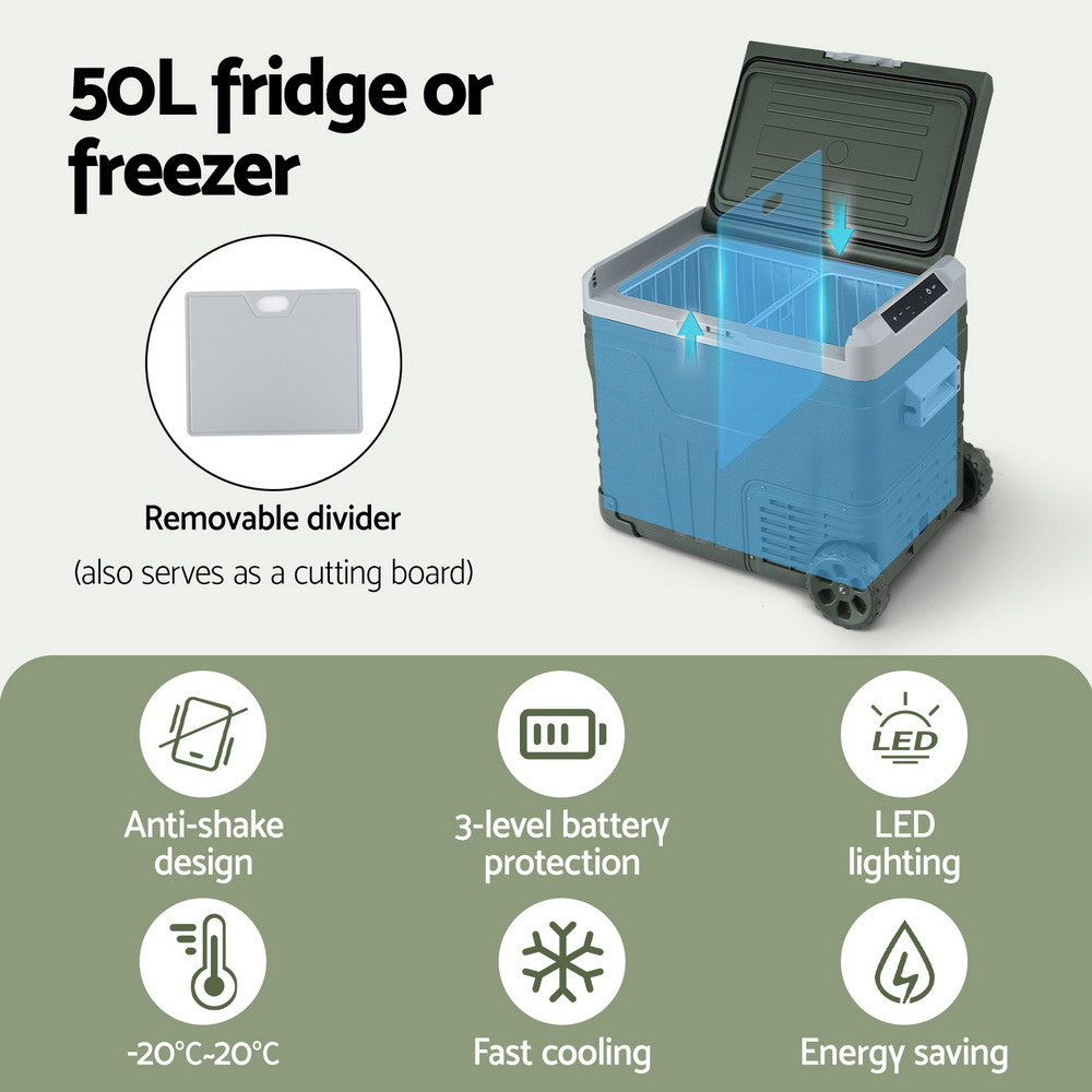 Portable Fridge 50L Camping Bar Fridges Freezer 12V/24V/240V-3