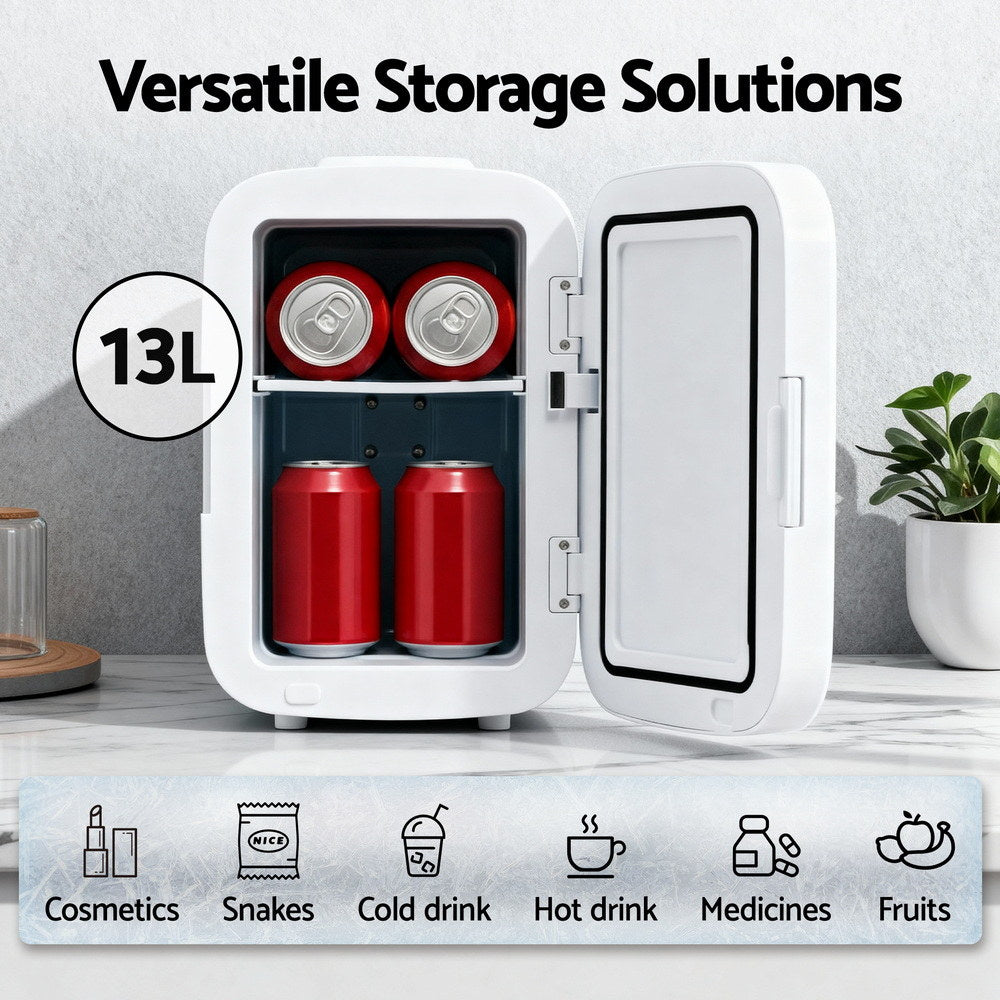 Glacio Mini Fridge Portable 13L White Electric Cooler Warmer 12V 220V-3