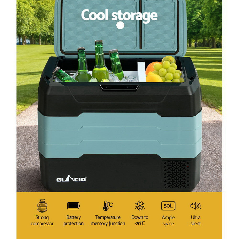 Glacio 50L Portable Fridge Freezer Fridges Cooler Camping 12V/24V/240V Caravan-4