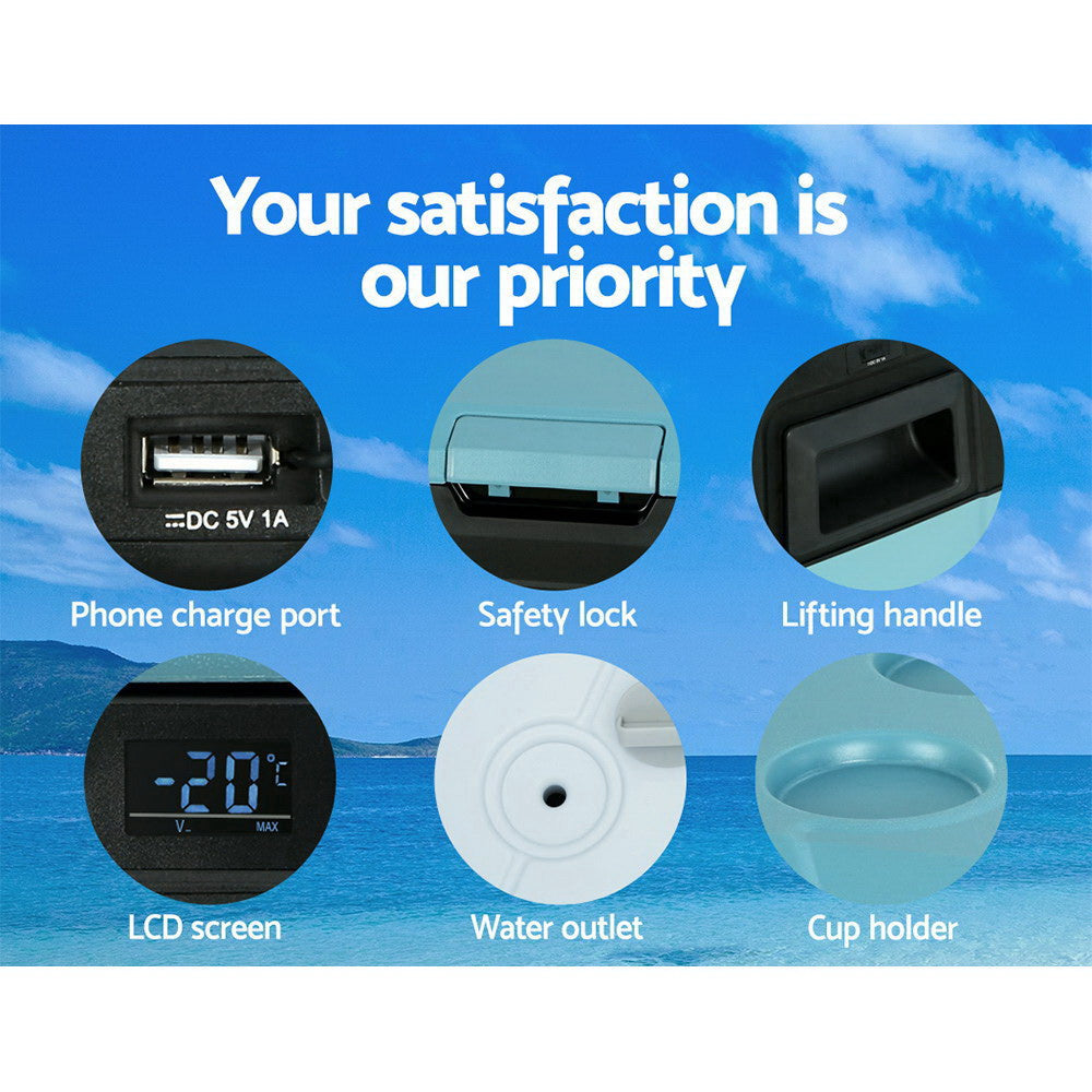 Glacio 50L Portable Fridge Freezer Fridges Cooler Camping 12V/24V/240V Caravan-6