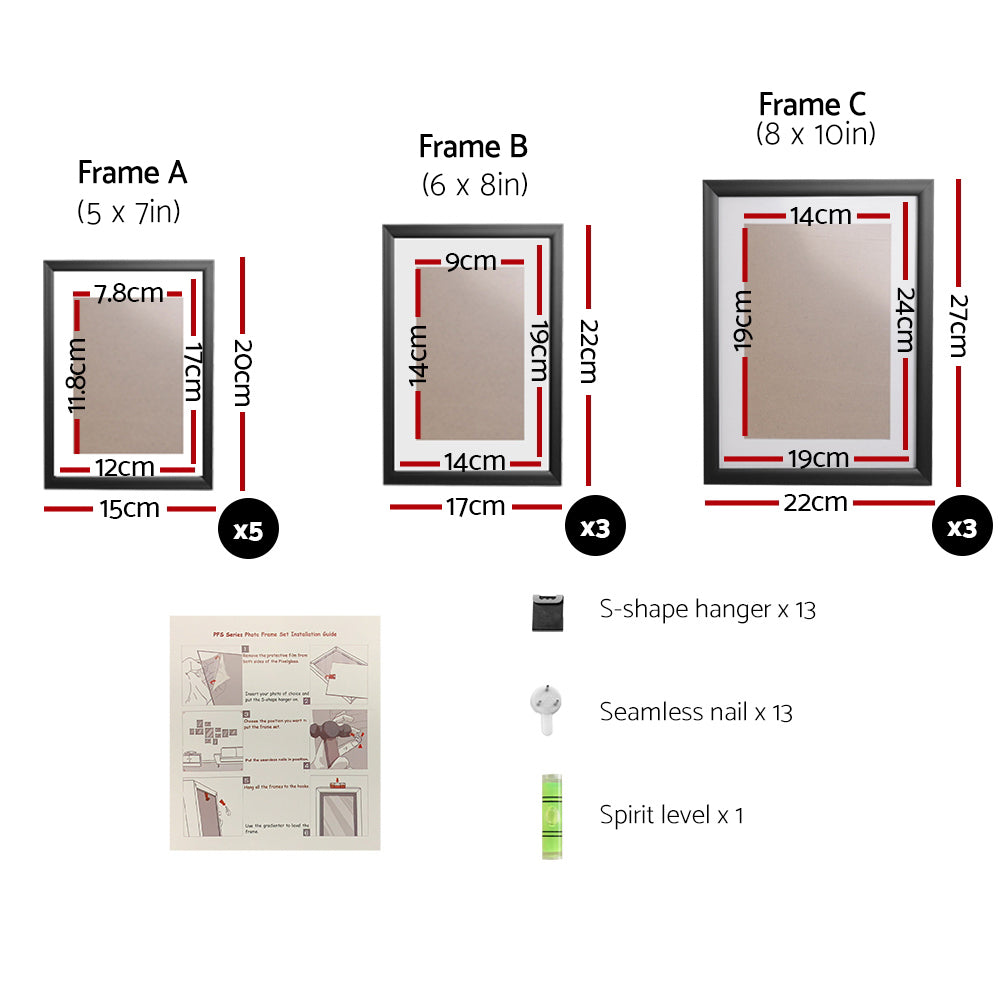 Artiss Photo Frames Art Holder 11PCS 5x7" 6x8" 8x10" Black-1