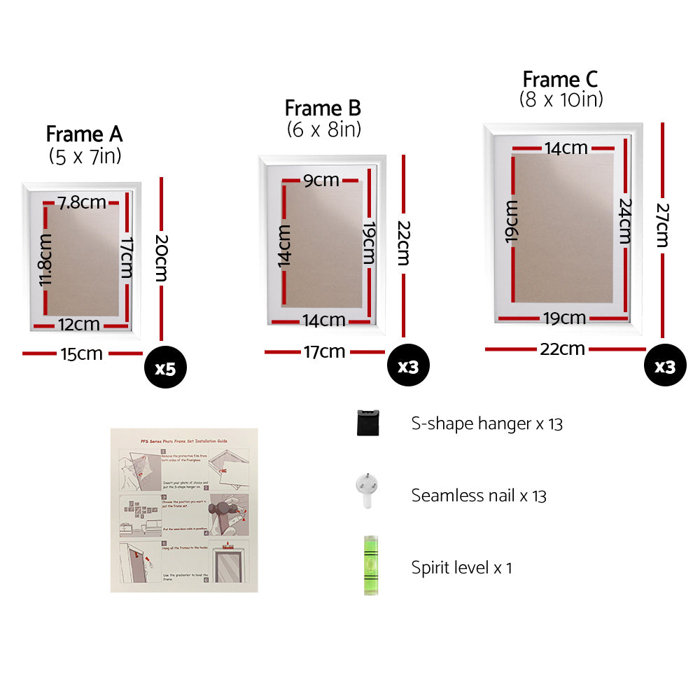 Artiss Photo Frames Art Holder 11PCS 5x7" 6x8" 8x10" White-1