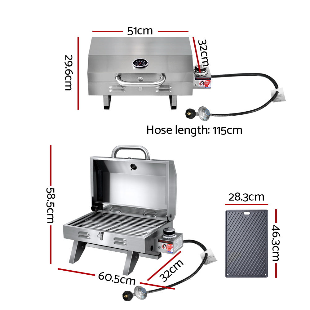 Grillz Portable Gas BBQ Grill with Double Sided Plate-1