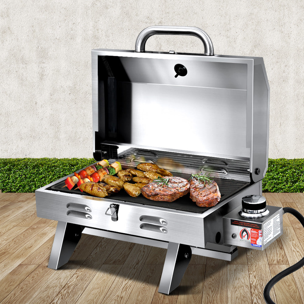 Grillz Portable Gas BBQ Grill with Double Sided Plate-6