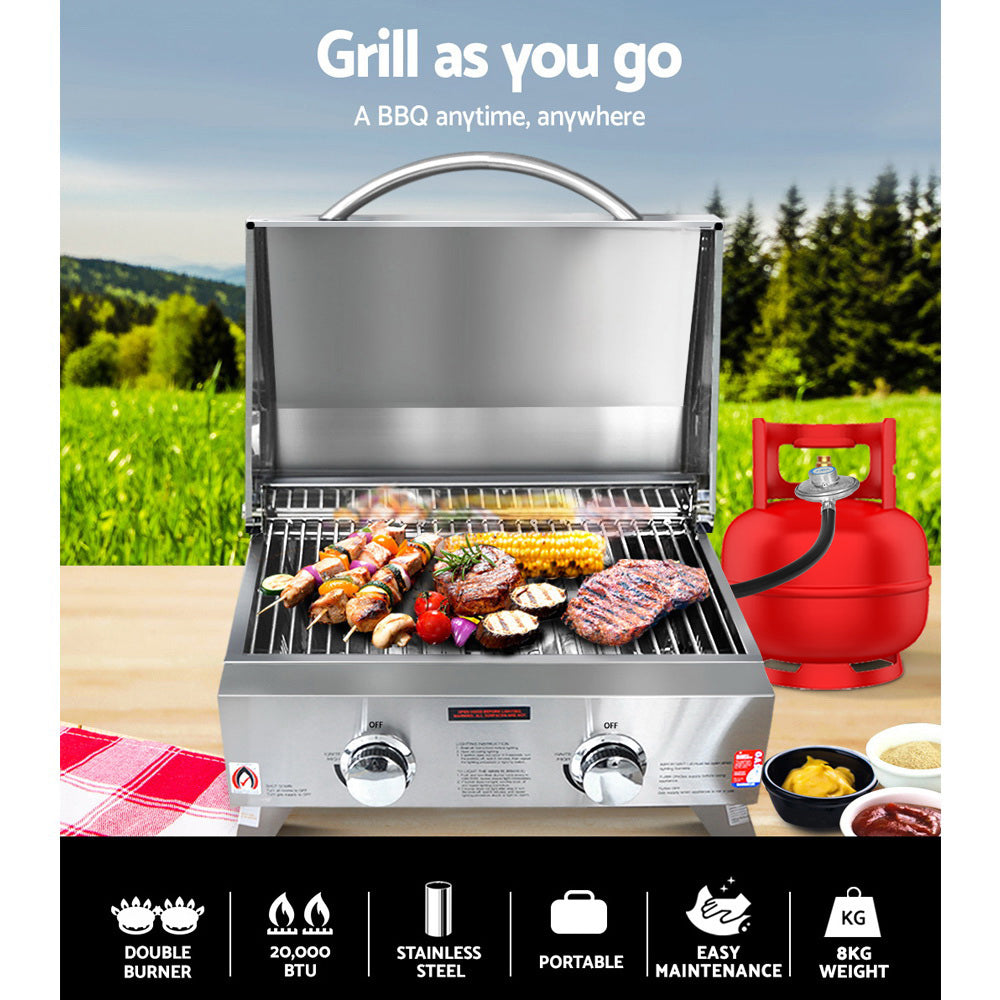 Grillz Portable Gas BBQ Grill 2 Burners-2