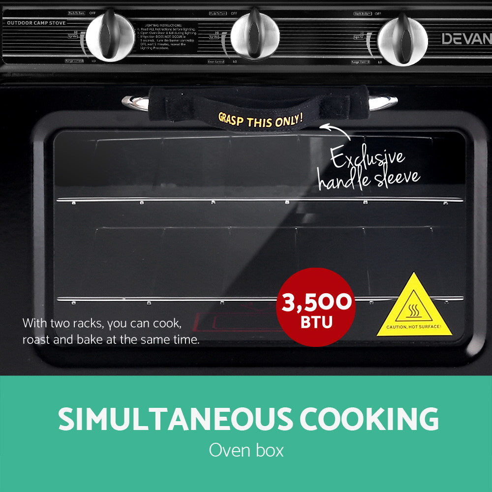 Devanti Portable Gas Oven LPG Black-4