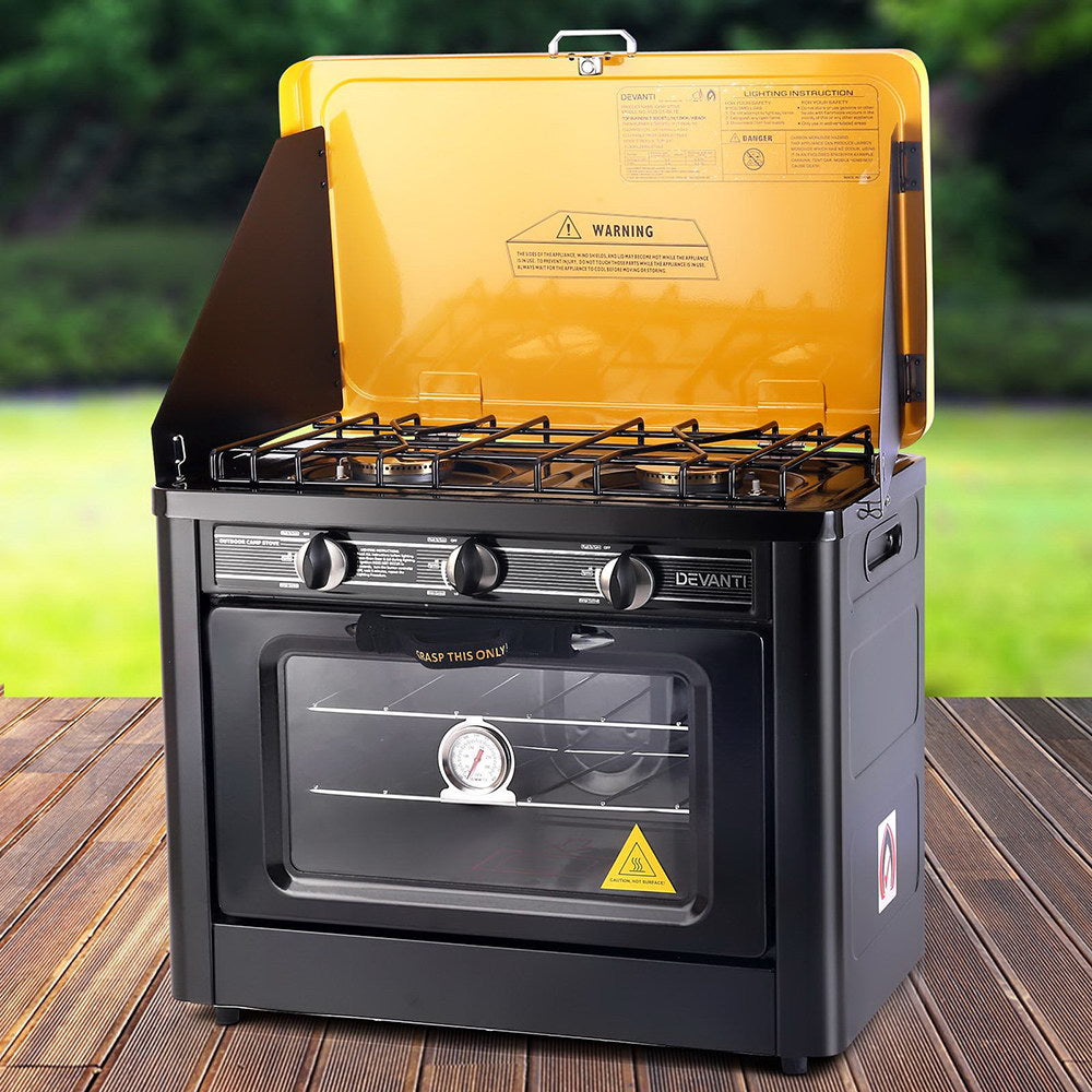 Devanti Portable Gas Oven LPG Black-6