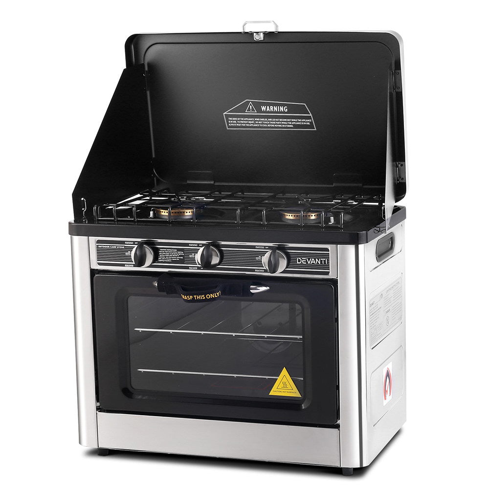 Devanti Portable Gas Oven LPG Silver-0