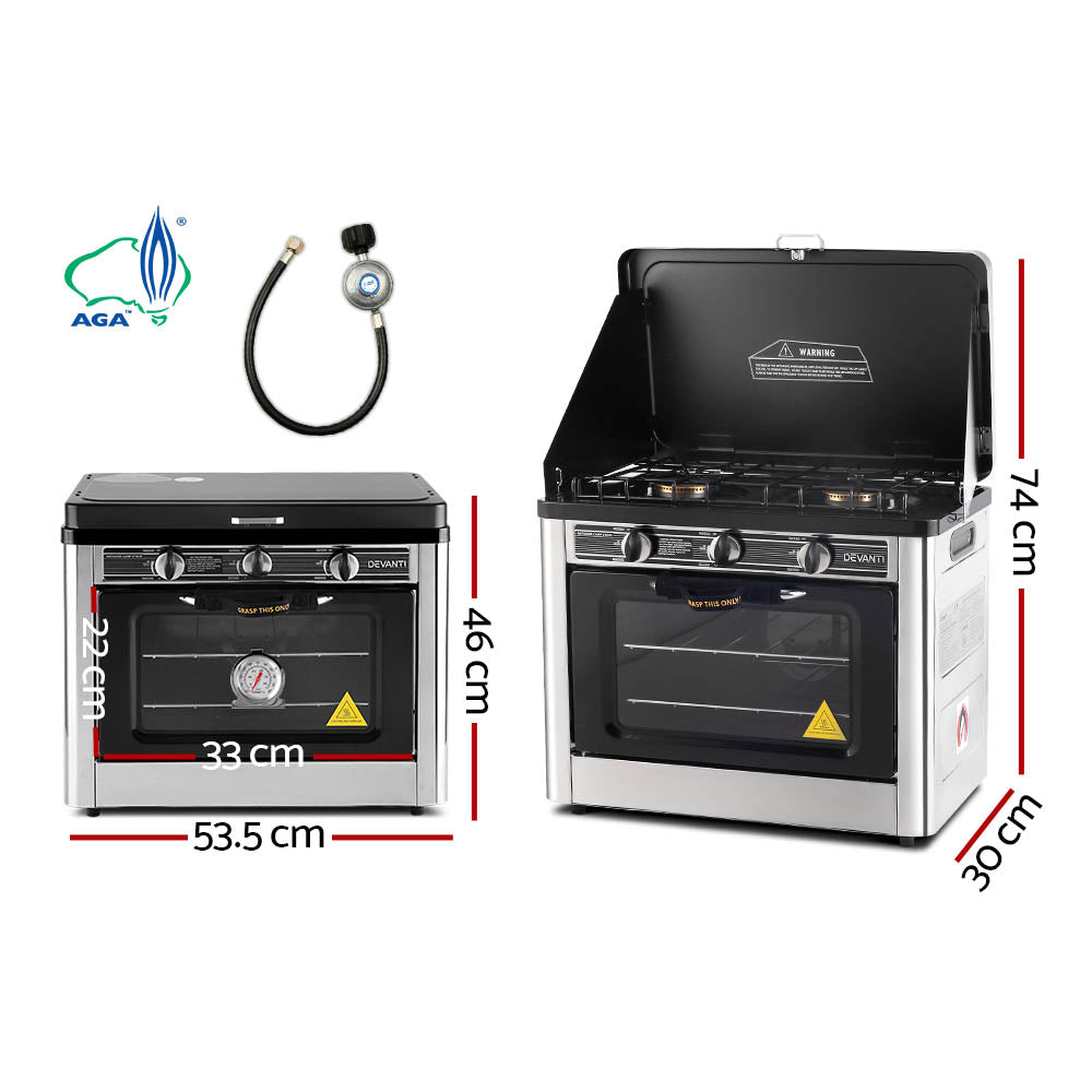 Devanti Portable Gas Oven LPG Silver-1