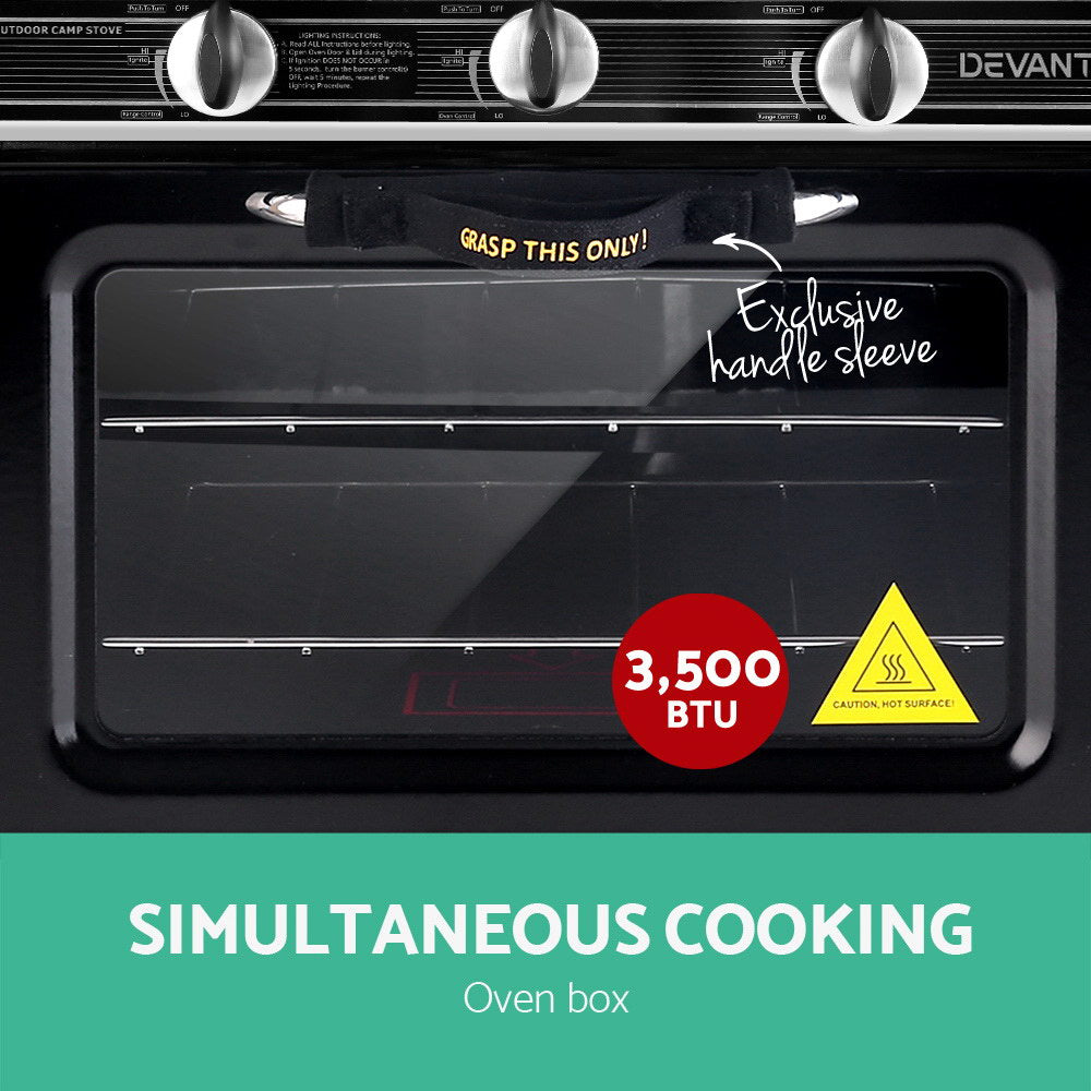 Devanti Portable Gas Oven LPG Silver-3