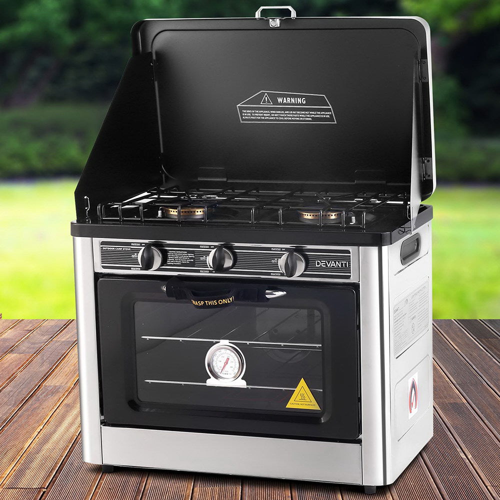 Devanti Portable Gas Oven LPG Silver-6