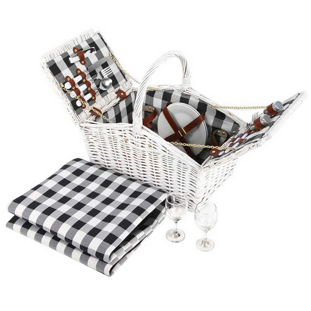 Alfresco 2 Person Picnic Basket Set Insulated Blanket Bag-0