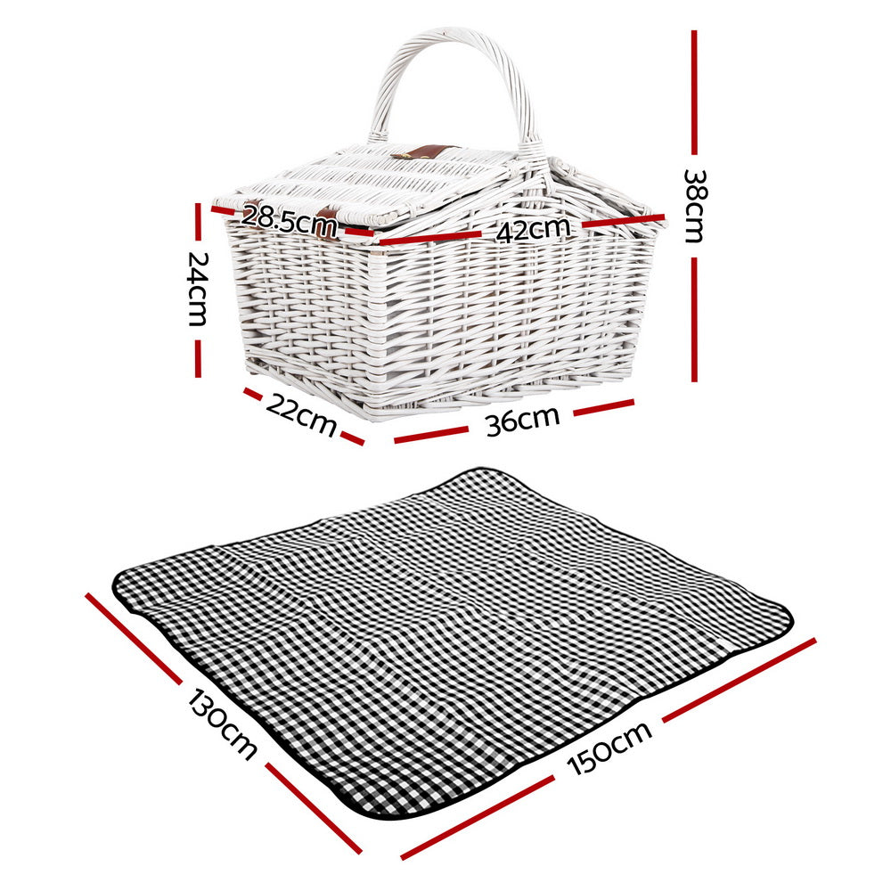 Alfresco 2 Person Picnic Basket Set Insulated Blanket Bag-1