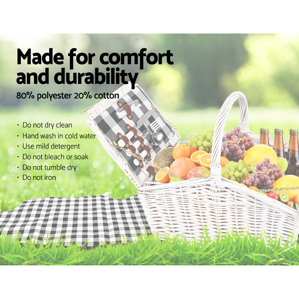 Alfresco 2 Person Picnic Basket Set Insulated Blanket Bag-5