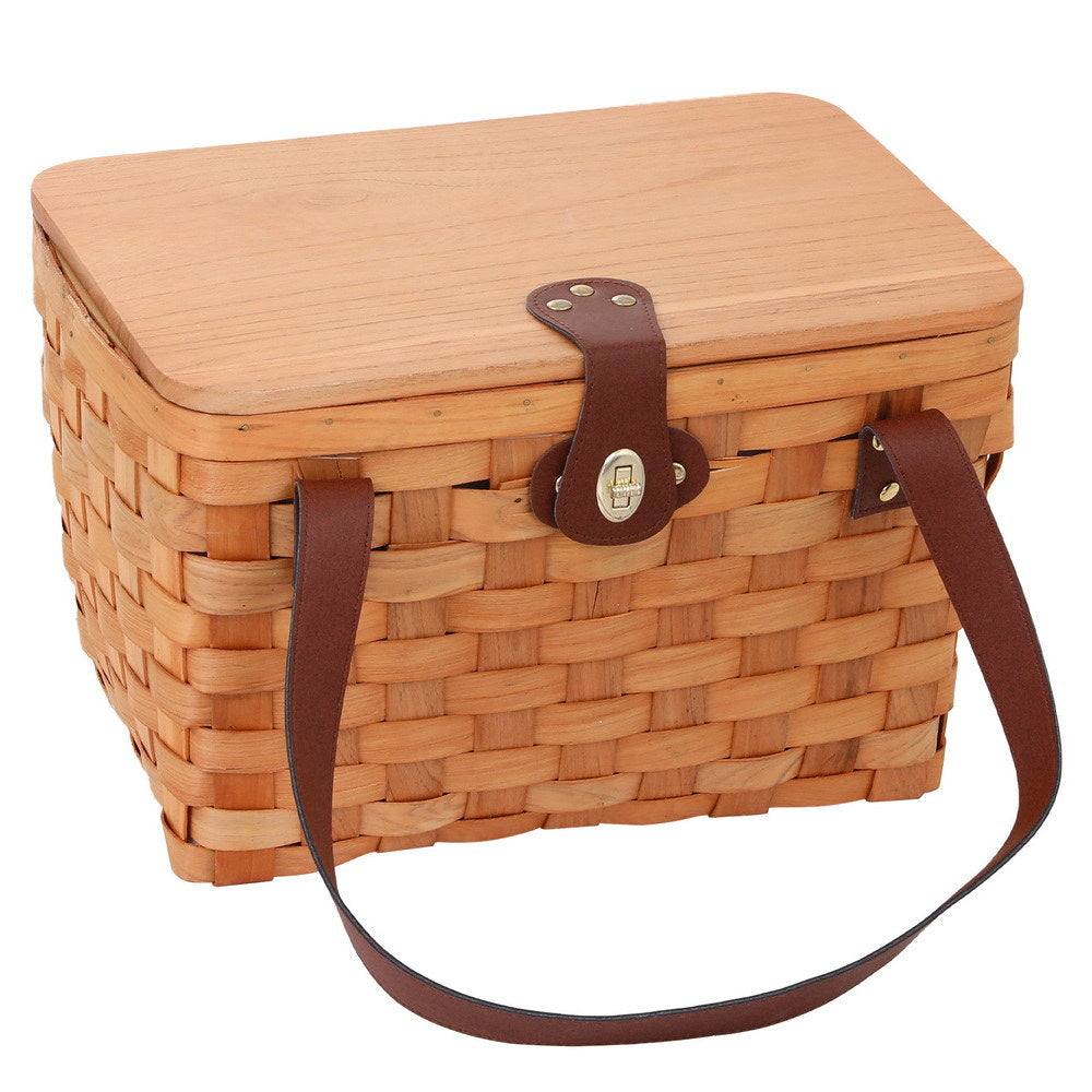 Alfresco 2 Person Picnic Basket Set Wooden Cooler Bag Plates Outdoor Insulated-2