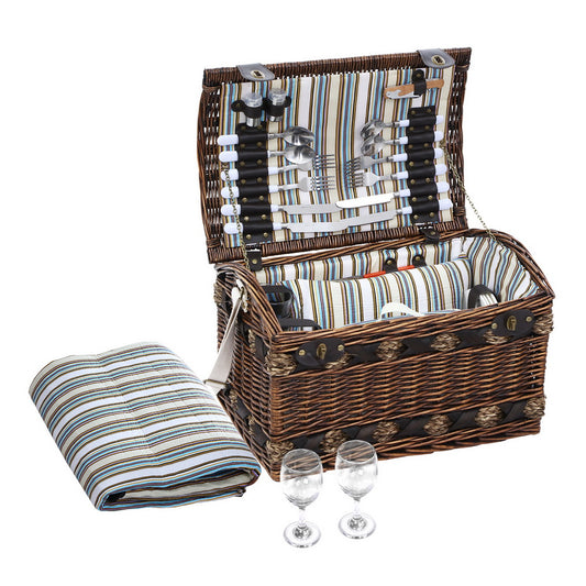 Alfresco 4 Person Picnic Basket Set Insulated Storage Blanket-0