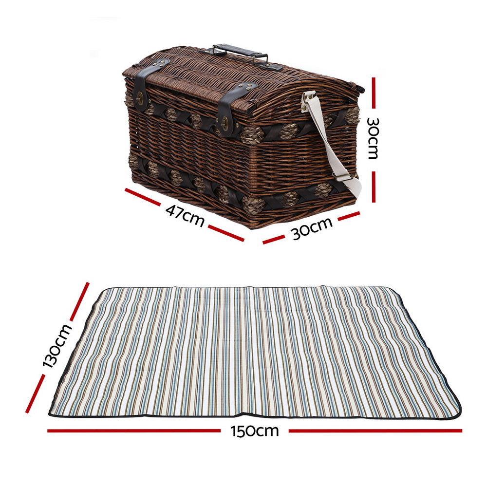 Alfresco 4 Person Picnic Basket Set Insulated Storage Blanket-1