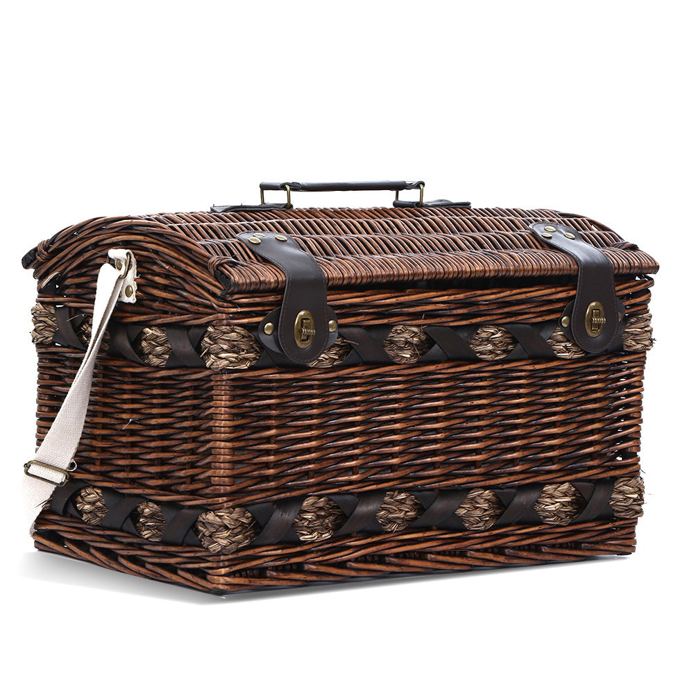 Alfresco 4 Person Picnic Basket Set Insulated Storage Blanket-2