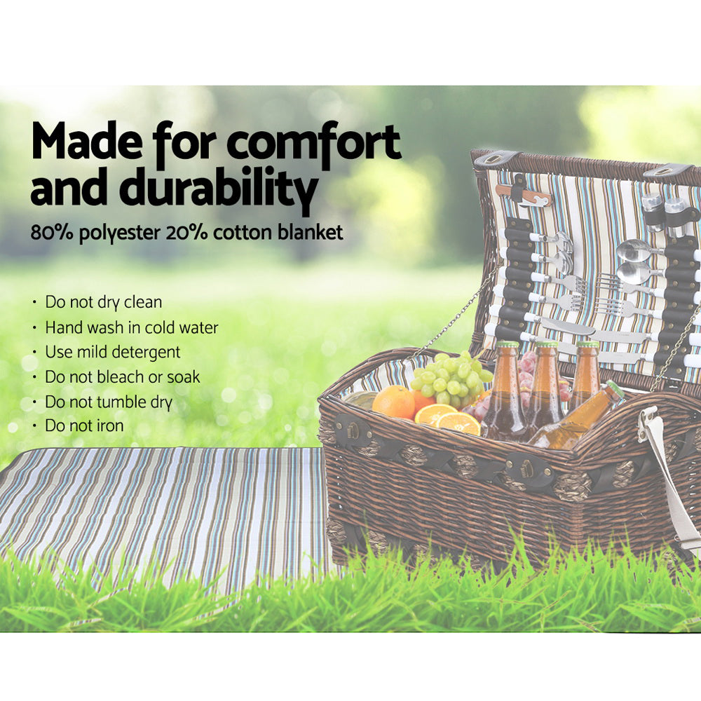 Alfresco 4 Person Picnic Basket Set Insulated Storage Blanket-5