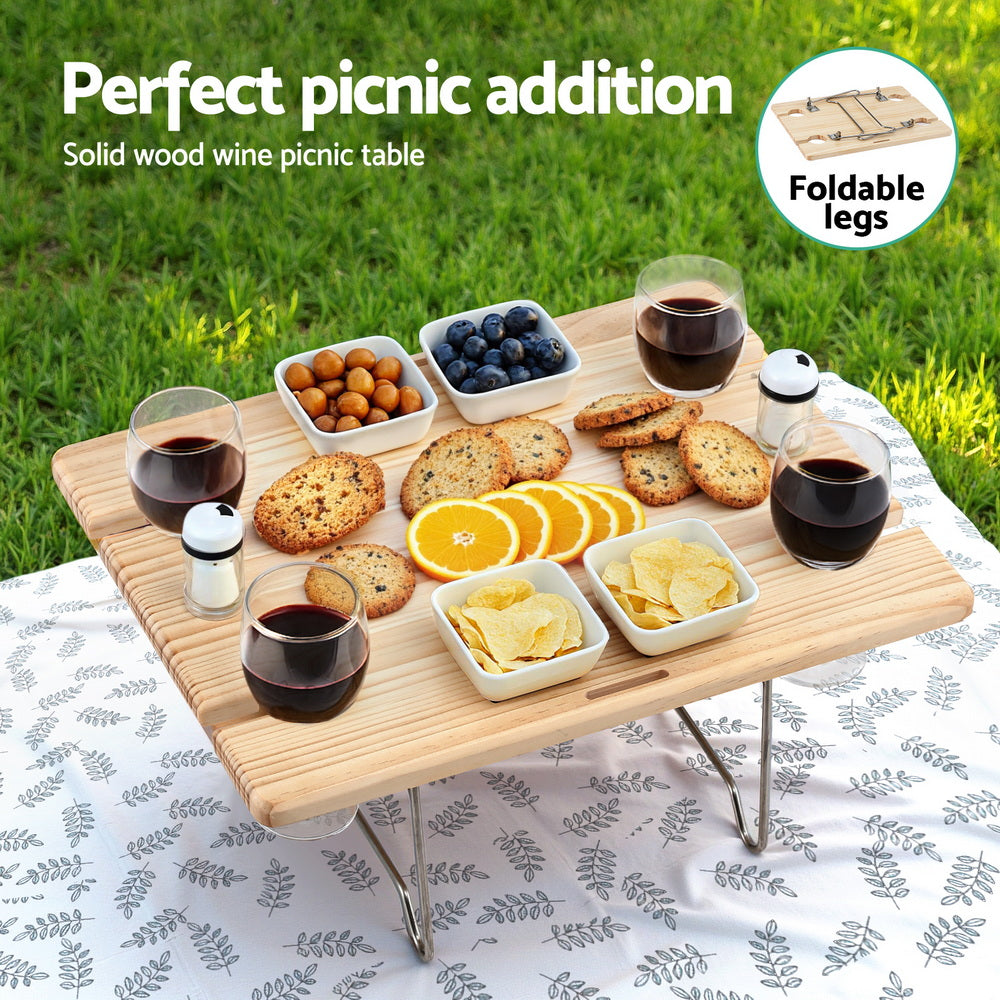 Alfresco 4 Person Picnic Basket Set with Table Blanket Cooler Wooden Insulated-3