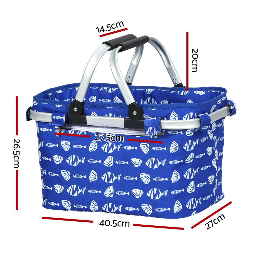 Alfresco Picnic Basket Folding Bag Hamper Food Insulated Storage-1