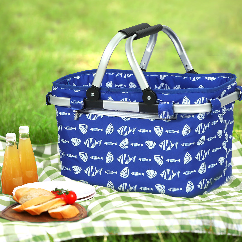Alfresco Picnic Basket Folding Bag Hamper Food Insulated Storage-7