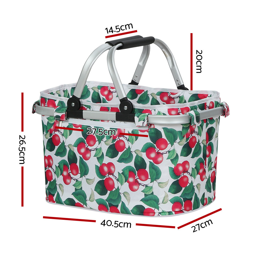 Alfresco Picnic Basket Set Folding Bag Hamper Insulated Food Storage-1