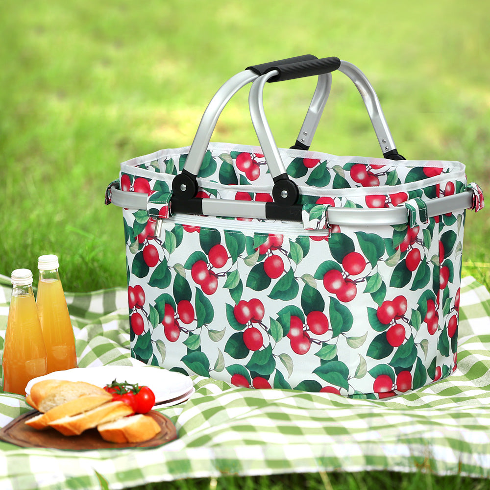Alfresco Picnic Basket Set Folding Bag Hamper Insulated Food Storage-7