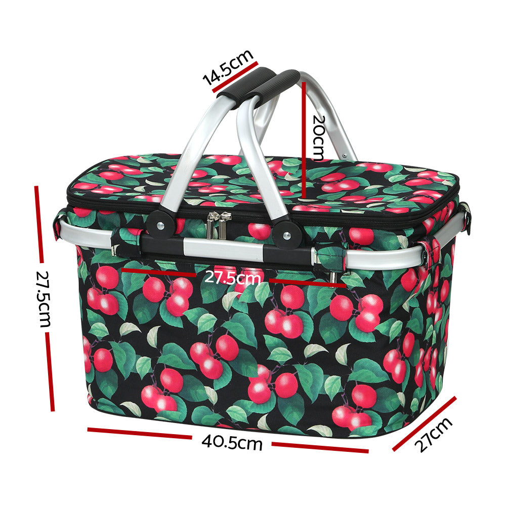 Alfresco Picnic Basket Folding Bag Hamper Insulated Storage Food Cover-1