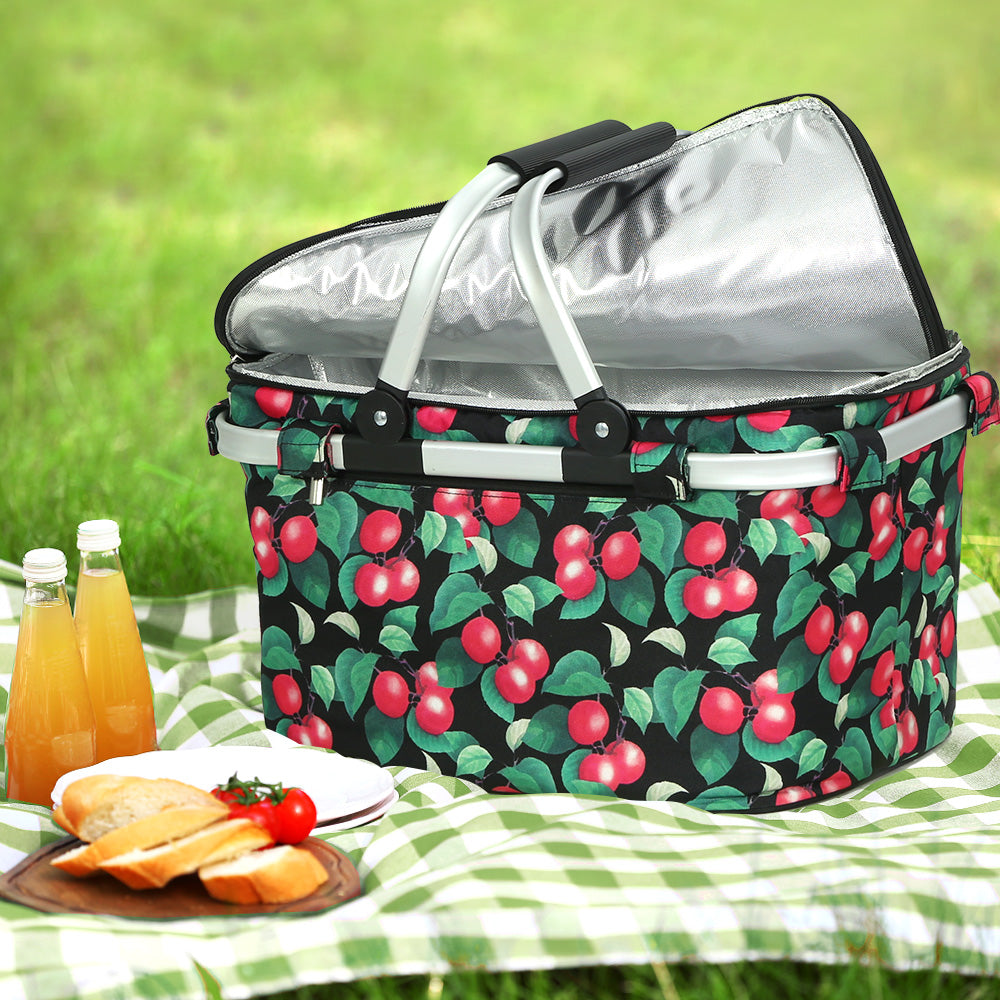 Alfresco Picnic Basket Folding Bag Hamper Insulated Storage Food Cover-7