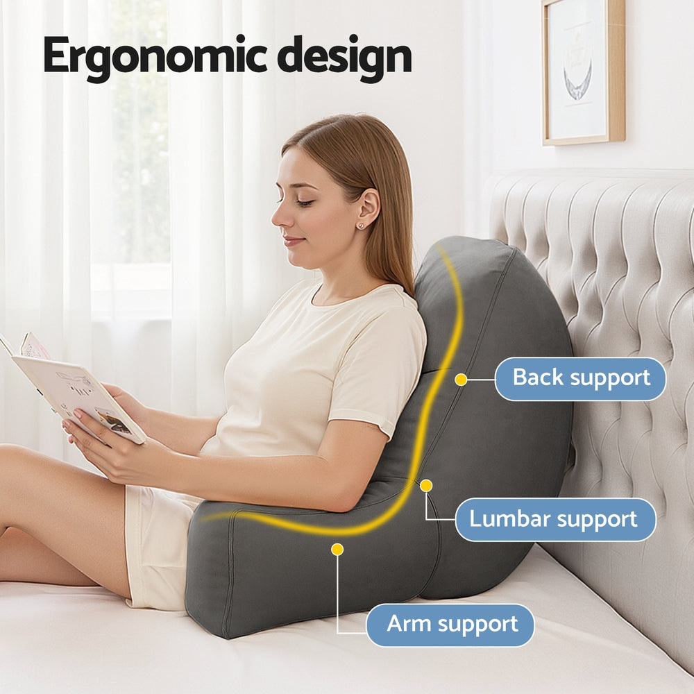 Giselle Reading Pillow Back Rest Lumbar Support Cushion Grey-3